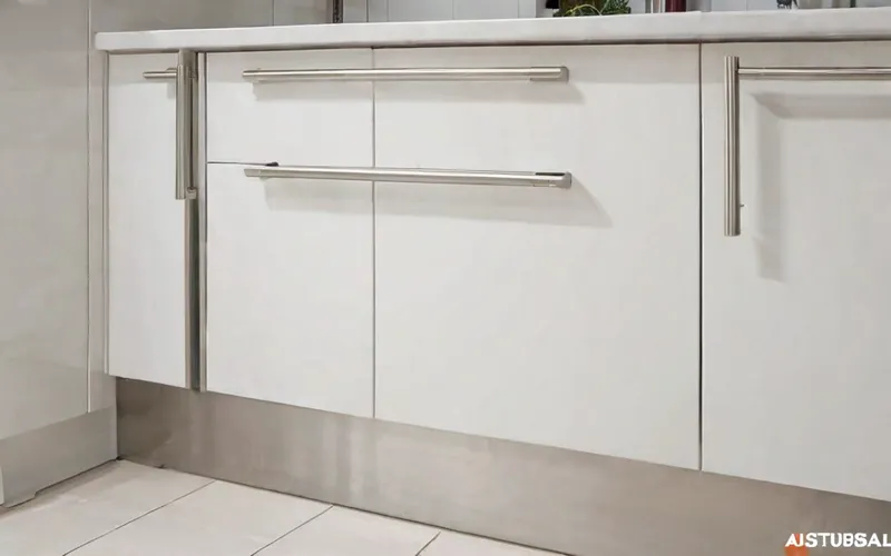 corner base cabinet with soft-close drawers and T-bar handles