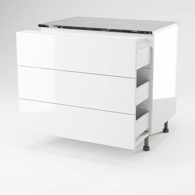 drawer-base-cabinets D900-3E — doors open