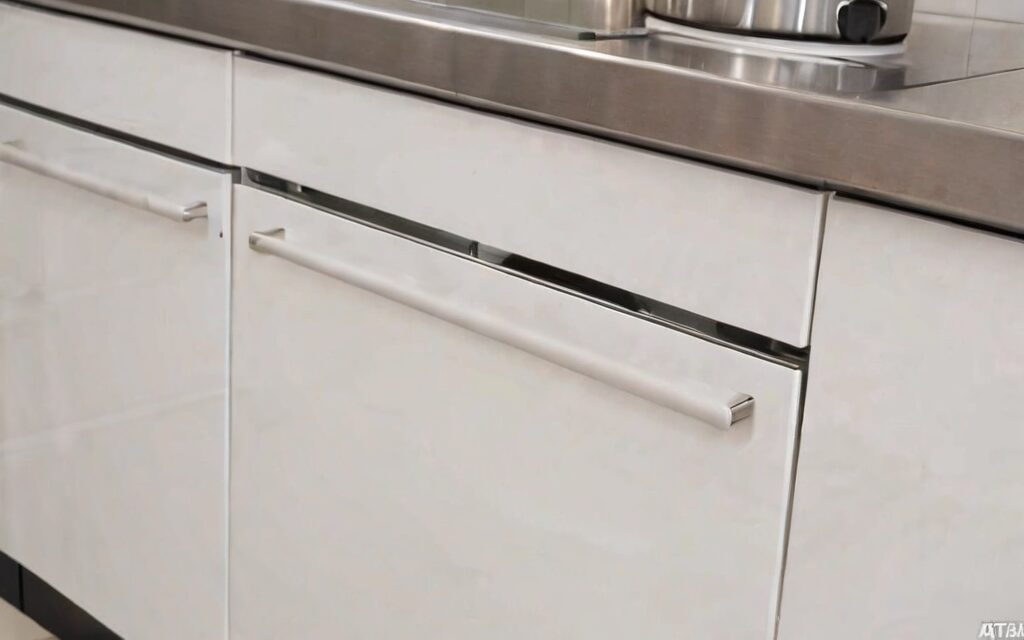 close-up of T-bar handle and soft-close drawer